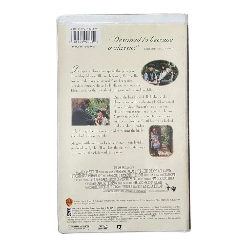 The Secret Garden VHS Video‎ Tape 1994 Movie Francis Ford Coppola